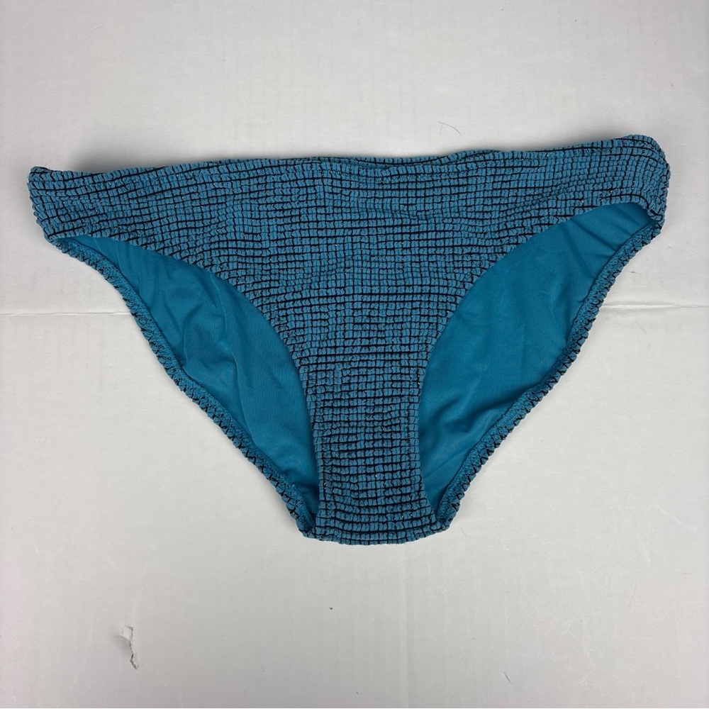 Aerie Women's Medium Bikini Bottom Blue Black Gold Checkered Swimsuit New Tags